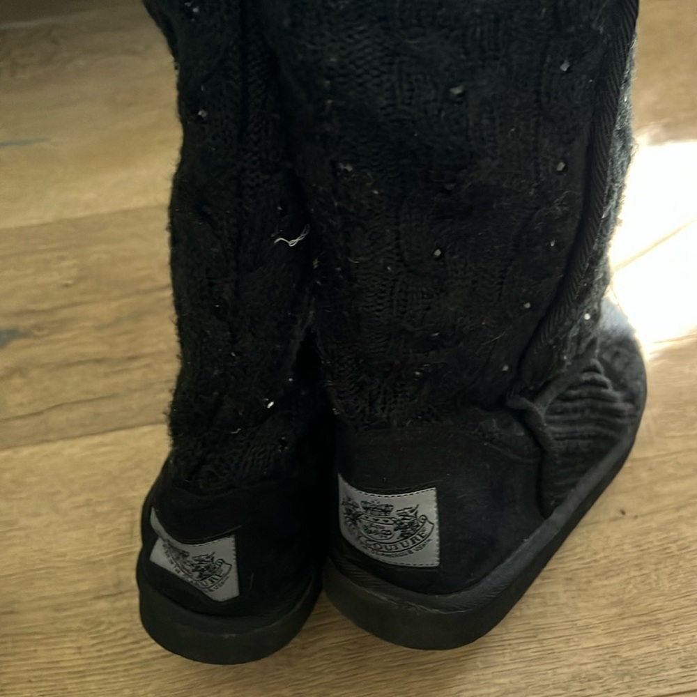 Juicy Couture fur boots with black crystals